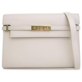 Saint Laurent Medium Leather Manhattan Shoulder Bag White
