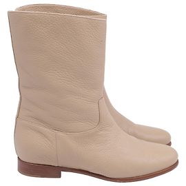 Botas ankle Tina Gabriela Hearst em couro de cervo bege Bege