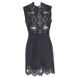 Sandro Lace Mini Dress in Black Polyester Black