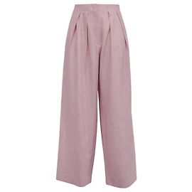 Pantalon large plissé Maje en lin rose Rose