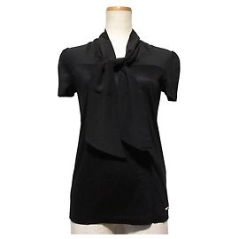 Salvatore Ferragamo Silk Short Sleeve Top Black