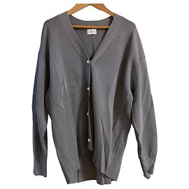 Autre Marque Cardigan a V etichetta verde rilassante Marrone