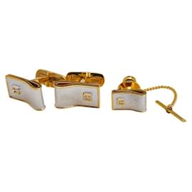 Ensemble de boutons de manchette et pince à cravate G Logo de Givenchy Doré