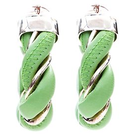 Orecchini a cerchio verdi e argentati Bottega Veneta Argento Verde