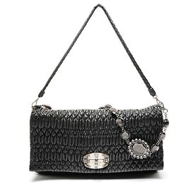 Miu Miu Matelassé Nappa Crystal Shoulder Bag Black