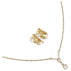 Autre Marque Nina Ricci 2way Earrings Necklace Set Golden