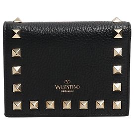Valentino Bolso de cuero Rockstud negro Negro