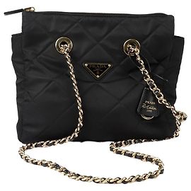 Prada Bolsa de Ombro com Corrente Reedição Preto