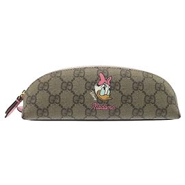 Gucci Disney Collaboration Daisy Duck Leather Pencil Case Pink Beige