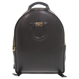 Salvatore Ferragamo Gancini Leather Backpack Black