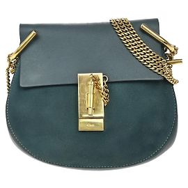 Chloé Chloe Drew en cuir et daim Small Bleu