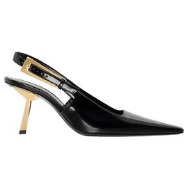 Yves Saint Laurent Lee 75 Décolleté Slingback in pelle nera Nero