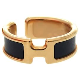 Hermès Olympe GM Leather Navy Blue Ear Cuff Golden Navy blue