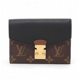 Louis Vuitton Monogramm Pallas Compact Tri-fold Geldbörse Schwarz