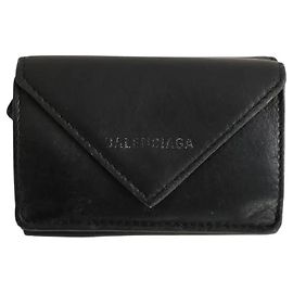 Balenciaga Black leather wallet Black