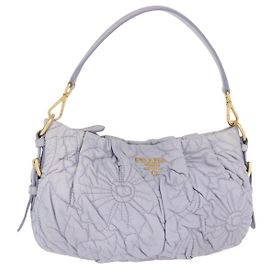 PRADA Bolsa de Ombro Matelassada em Couro Flor Dourada Lavanda Auth 163520 Dourado Lavanda