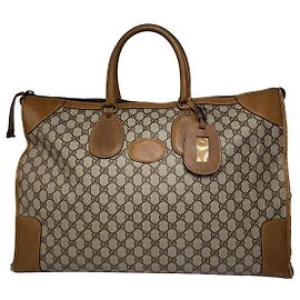 Weekender en cuir monogramme Gucci vintage gris marron Gris