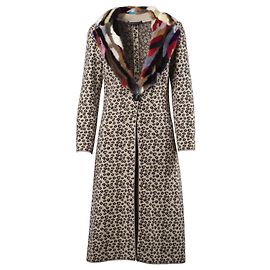 Autre Marque Gaetano Navarra Leopard Print Overcoat with Multicolor Fur Other