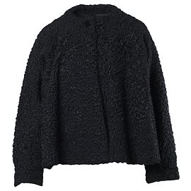 Autre Marque Collection Privée Curly Lamb Fur Short Jacket Black