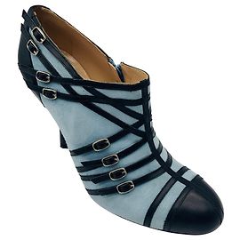 Bottines en Suède et Cuir Noir / Bleu Clair Oscar de la Renta Bleu