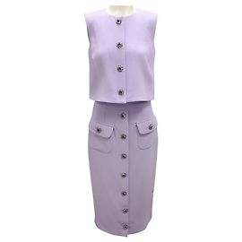Conjunto de top e saia em crepe de lã com embellishments de cristal lavanda de Adam Lippes Roxo
