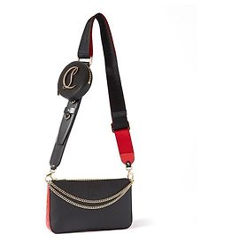 Bolsa de ombro de couro preto Rubila com corrente Christian Louboutin Preto
