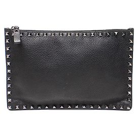 Valentino Pochette Clutch Rockstud Alce Nera Nero