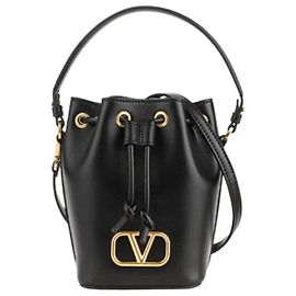 Valentino Mini borsa a secchiello con logo nero VNL Nero