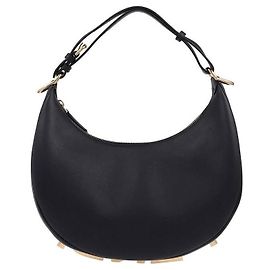 Fendi Kleine Leder Hobo-Tasche Schwarz