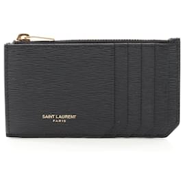 Yves Saint Laurent Monedero de cuero Fragment Saint Laurent Paris Negro