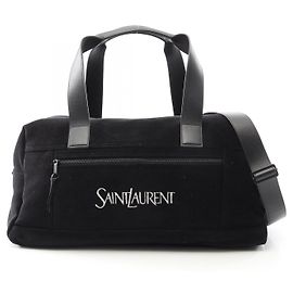 Yves Saint Laurent Saint Laurent Paris Nux Leather Fabric Boston Bag Black