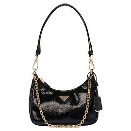 Prada Mini sac en nylon pailleté réédité Noir