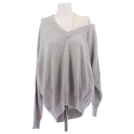 Alexander Wang Grauer V-Ausschnitt Pullover aus Wolle Grau