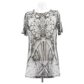 Balmain Camiseta de lino estampada Gris