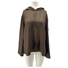 Autre Marque Top de seda com capuz marrom "Nuka" Marrom