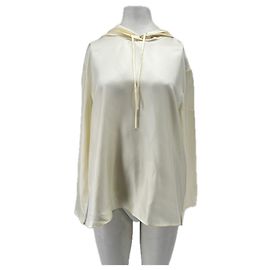 Autre Marque Top de seda com capuz creme "Nuka" Bege