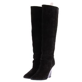 Bottines Paris Texas en daim noir à franges Noir