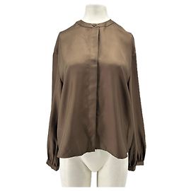 Autre Marque Blusa de seda marrom "Lea" Marrom