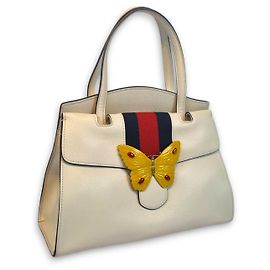 Gucci Butterfly Top Handle Medium Tote Bag White