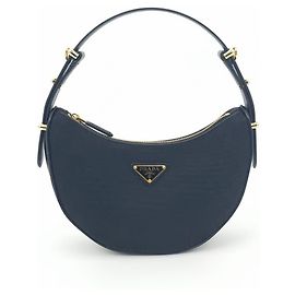 Prada Borsa a Spalla in Re-Nylon e Pelle Spazzolata Arca Nero