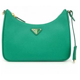 Prada Bolsa hobo em tecido Saffiano Lux com corrente Verde