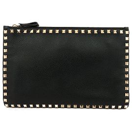 Clutch Rockstud Valentino in pelle nera Nero