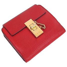 Chloé Gold-Tone Drew Red Women's Wallet Red