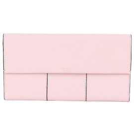 Tory Burch Pink Leather Three-Section Flap Clutch Bag Pink