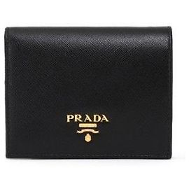 Prada Black Saffiano Folding Wallet Black