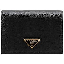Prada Saffiano Triangle Logo Wallet Black