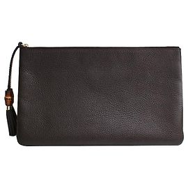 Gucci Clutch de couro de bambu marrom profundo Marrom