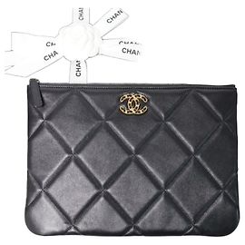 Chanel Mittel Schwarze Clutch Tasche Schwarz