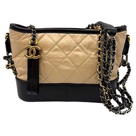 Chanel Bolsa de ombro hobo Gabrielle pequena corrente bege Marrom