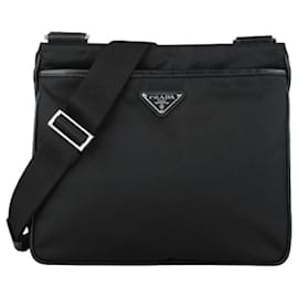 Prada Bolsa transversal Saffiano com logo triangular Preto